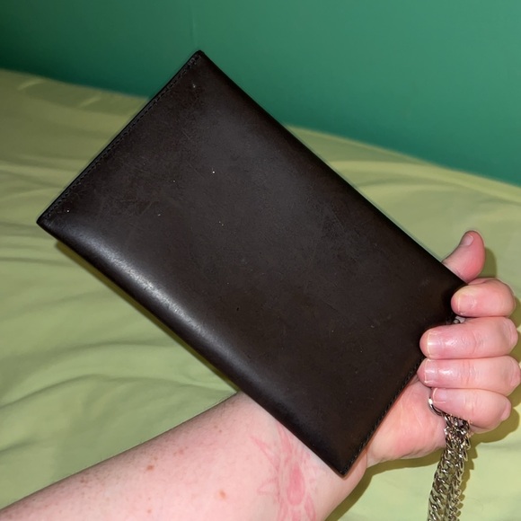 PRADA LEATHER ENVELOP POUCH/CLUTCH BAG PREOWNED BROWN - Picture 7 of 14